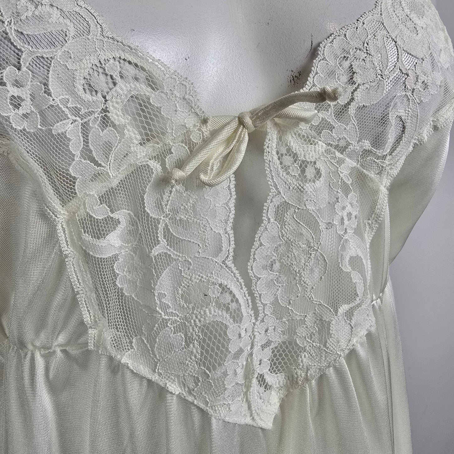 Vintage White Lace Lingerie Slip Dress Size S