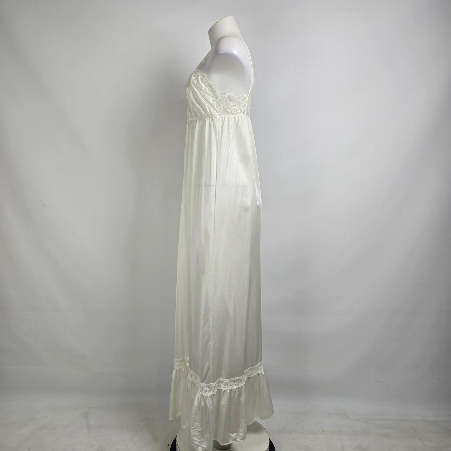 Vintage White Lace Lingerie Slip Dress Size S