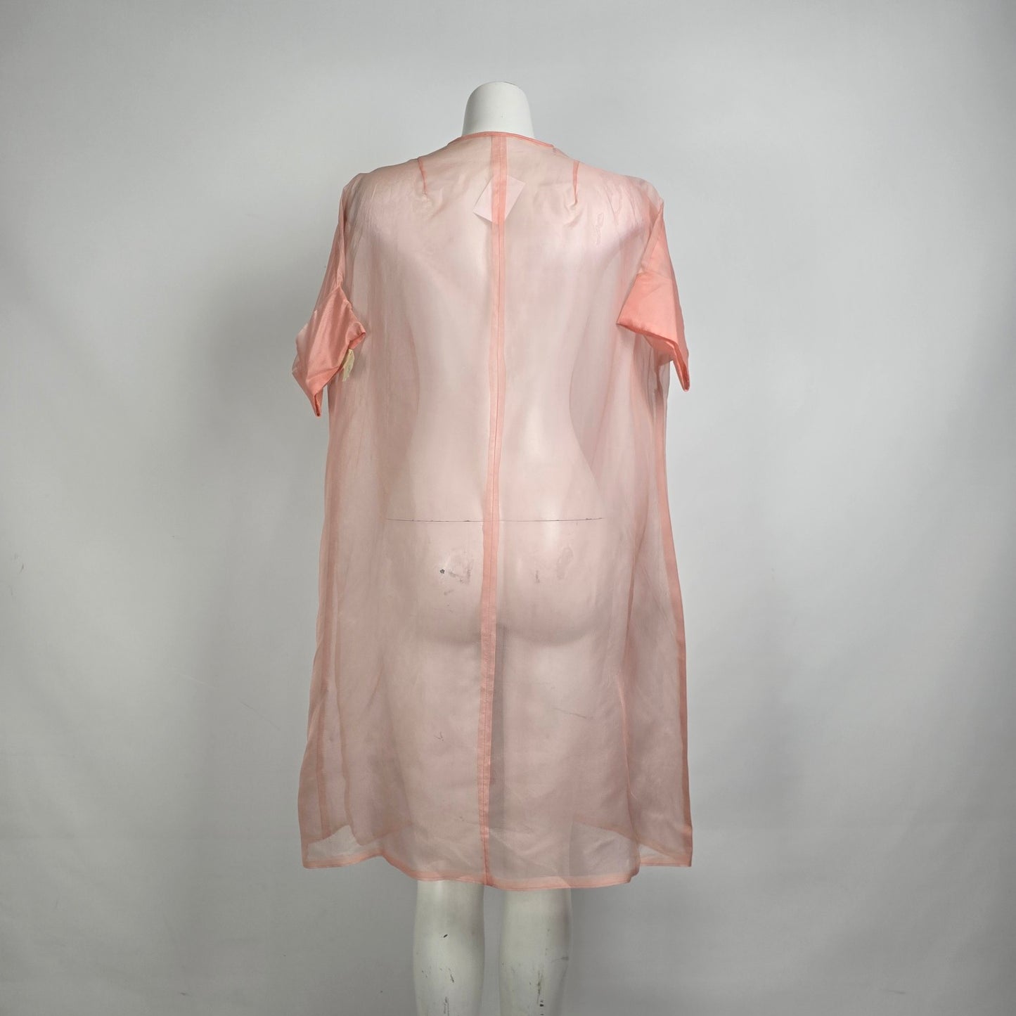 Vintage Pink Sheer Neck Tie Jacket Cardigan Size M