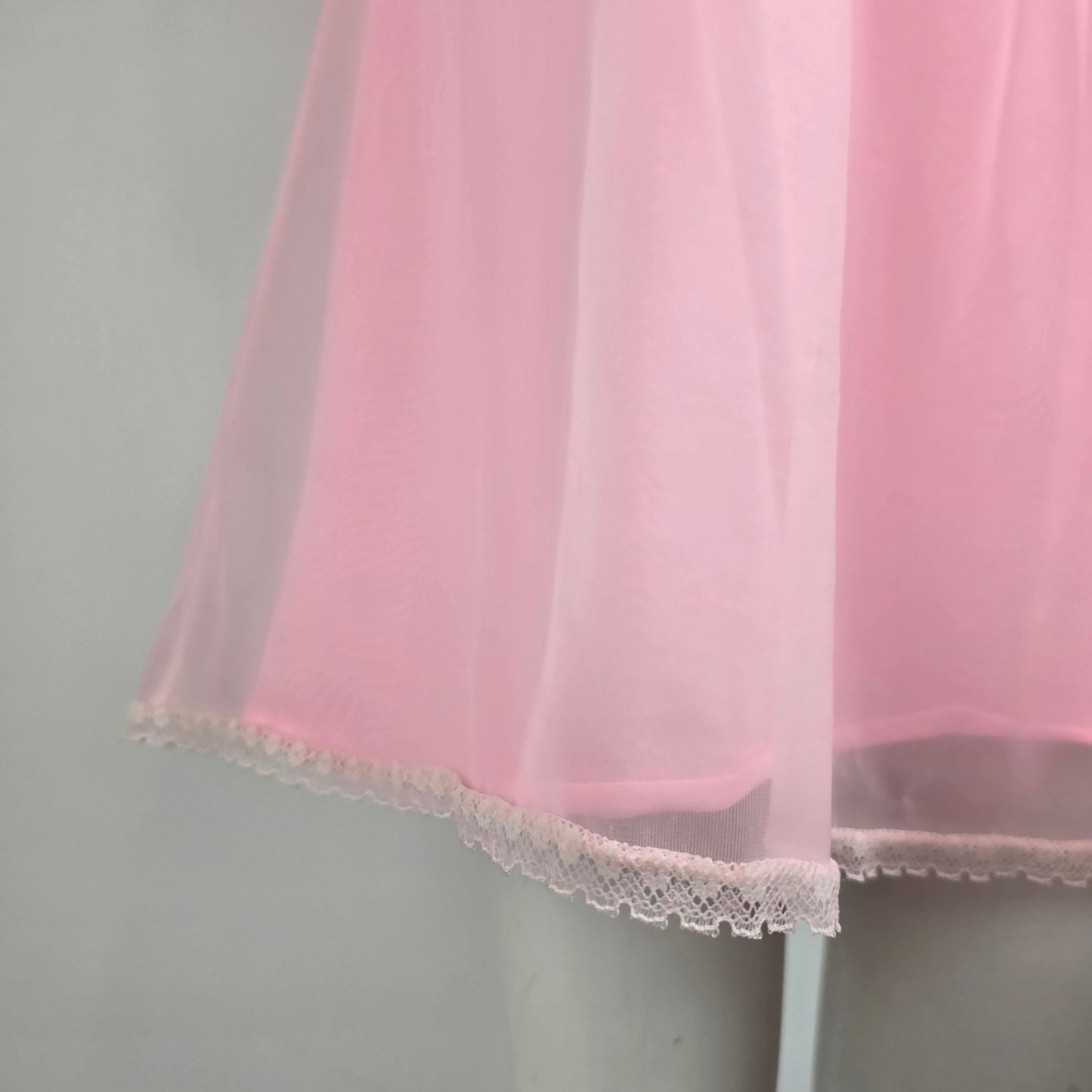 Vintage Pink Lace Lingerie Dress Night Gown Size S