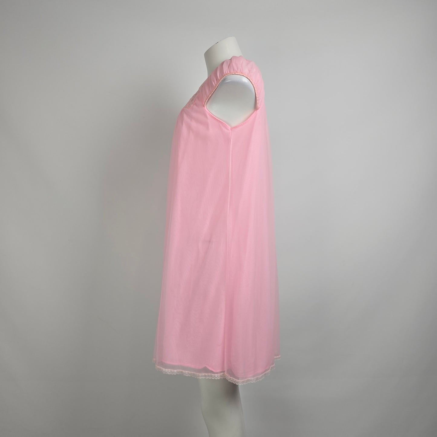 Vintage Pink Lace Lingerie Dress Night Gown Size S