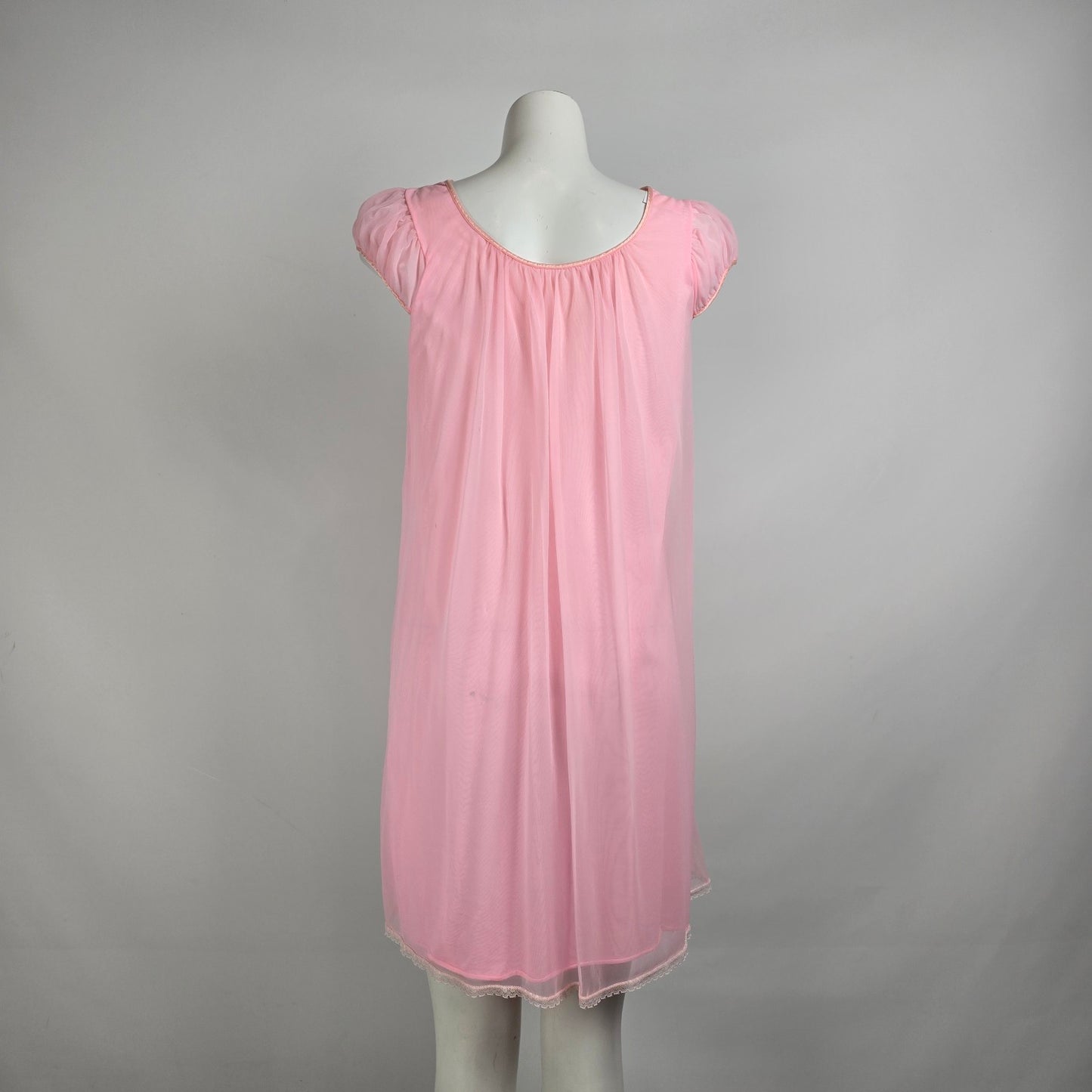 Vintage Pink Lace Lingerie Dress Night Gown Size S