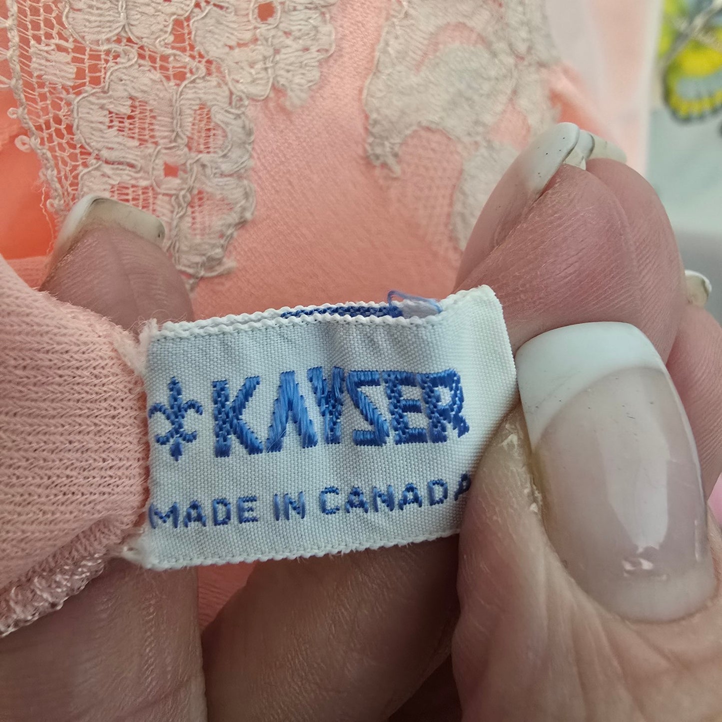 Vintage Kayser Pink Lace Lingerie Dress Night Gown Size M