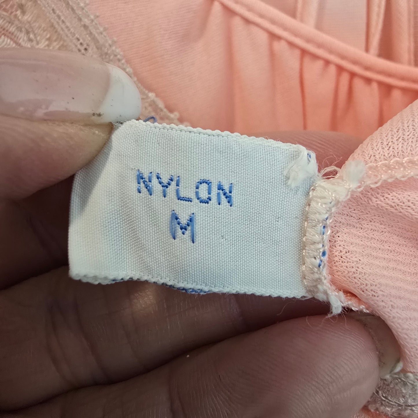 Vintage Kayser Pink Lace Lingerie Dress Night Gown Size M