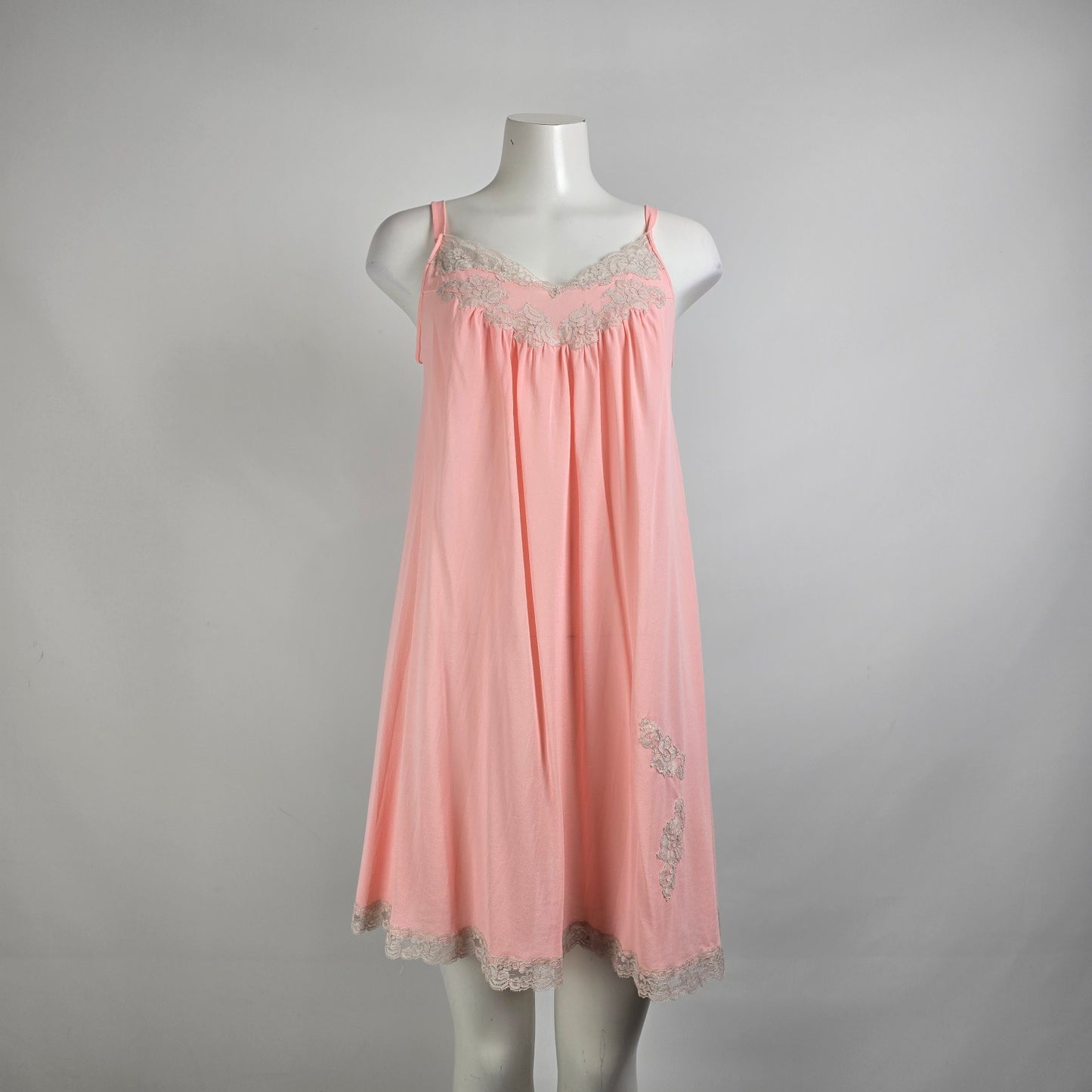 Vintage Kayser Pink Lace Lingerie Dress Night Gown Size M