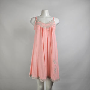 Vintage Kayser Pink Lace Lingerie Dress Night Gown Size M