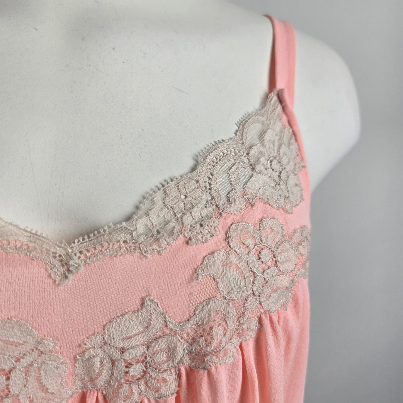 Vintage Kayser Pink Lace Lingerie Dress Night Gown Size M