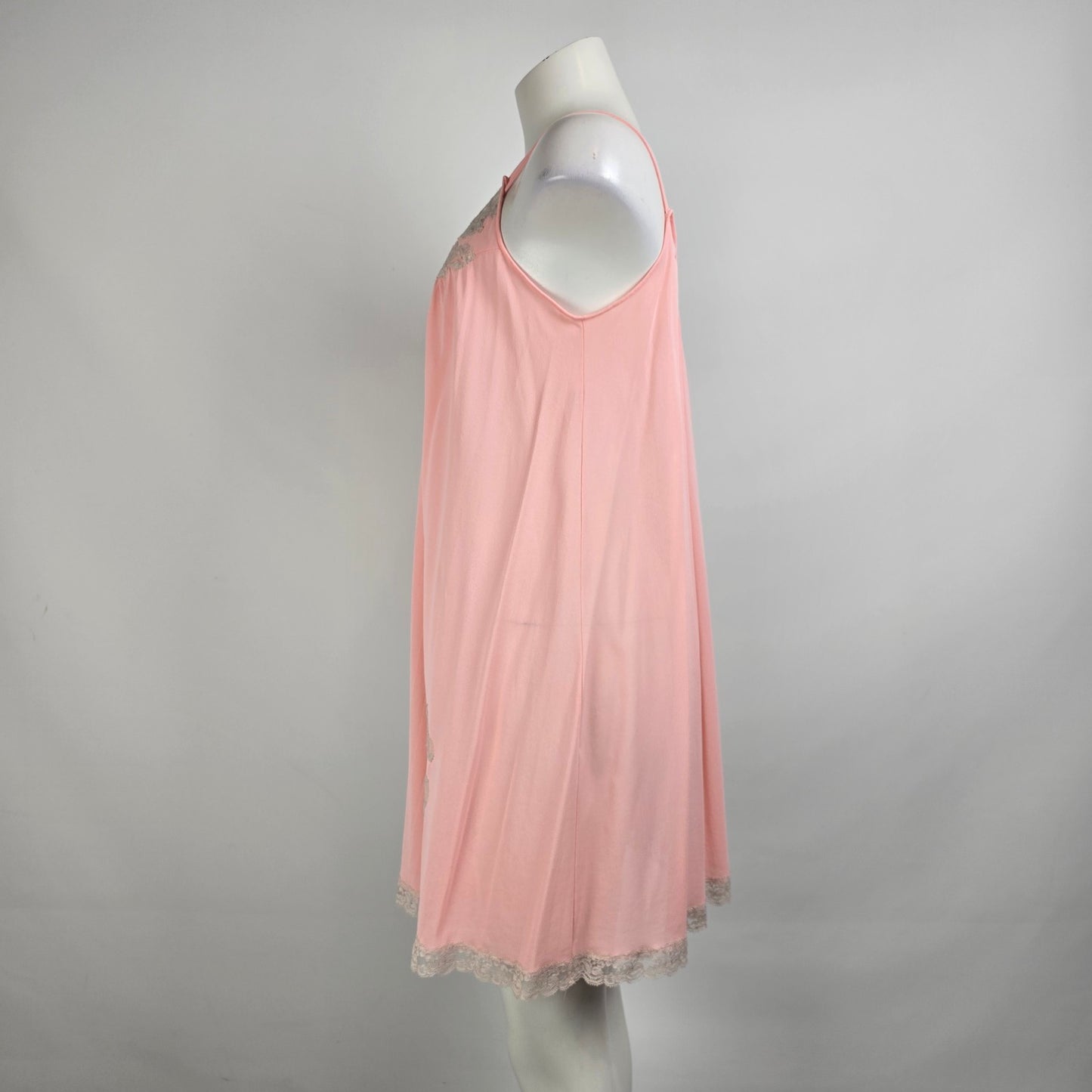 Vintage Kayser Pink Lace Lingerie Dress Night Gown Size M