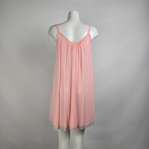 Vintage Kayser Pink Lace Lingerie Dress Night Gown Size M