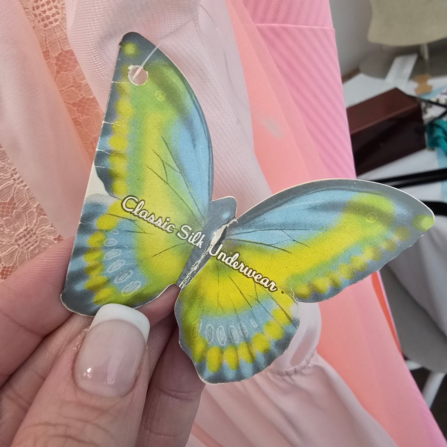 Vintage Clasilk Pink Lace Night Gown Dress Size M