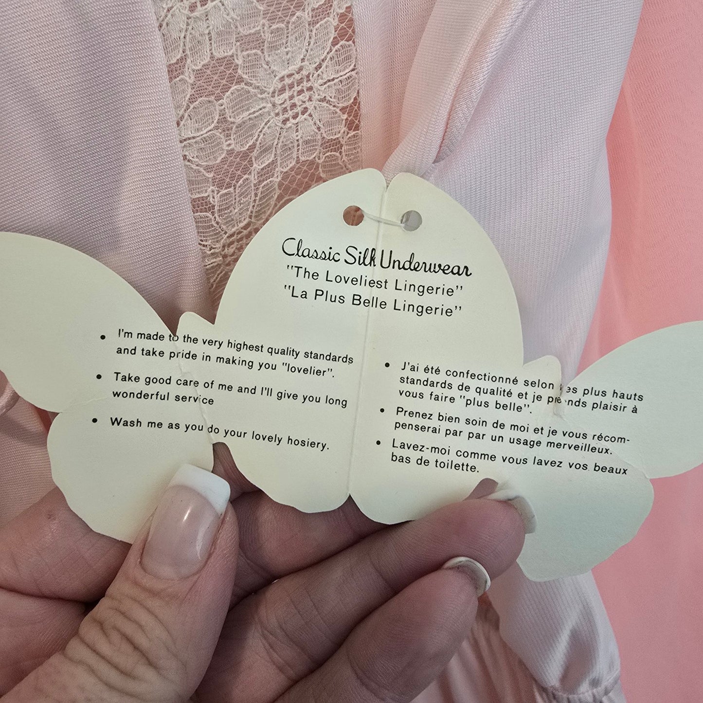 Vintage Clasilk Pink Lace Night Gown Dress Size M