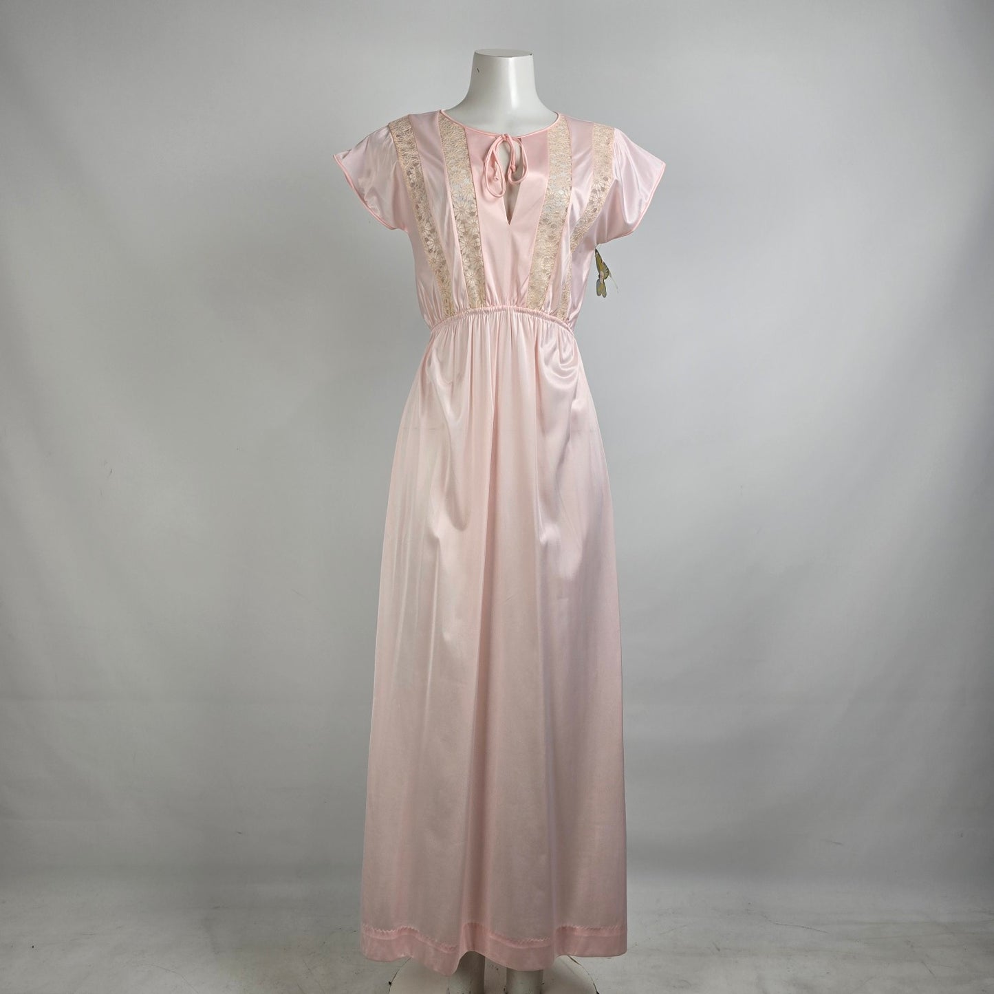 Vintage Clasilk Pink Lace Night Gown Dress Size M
