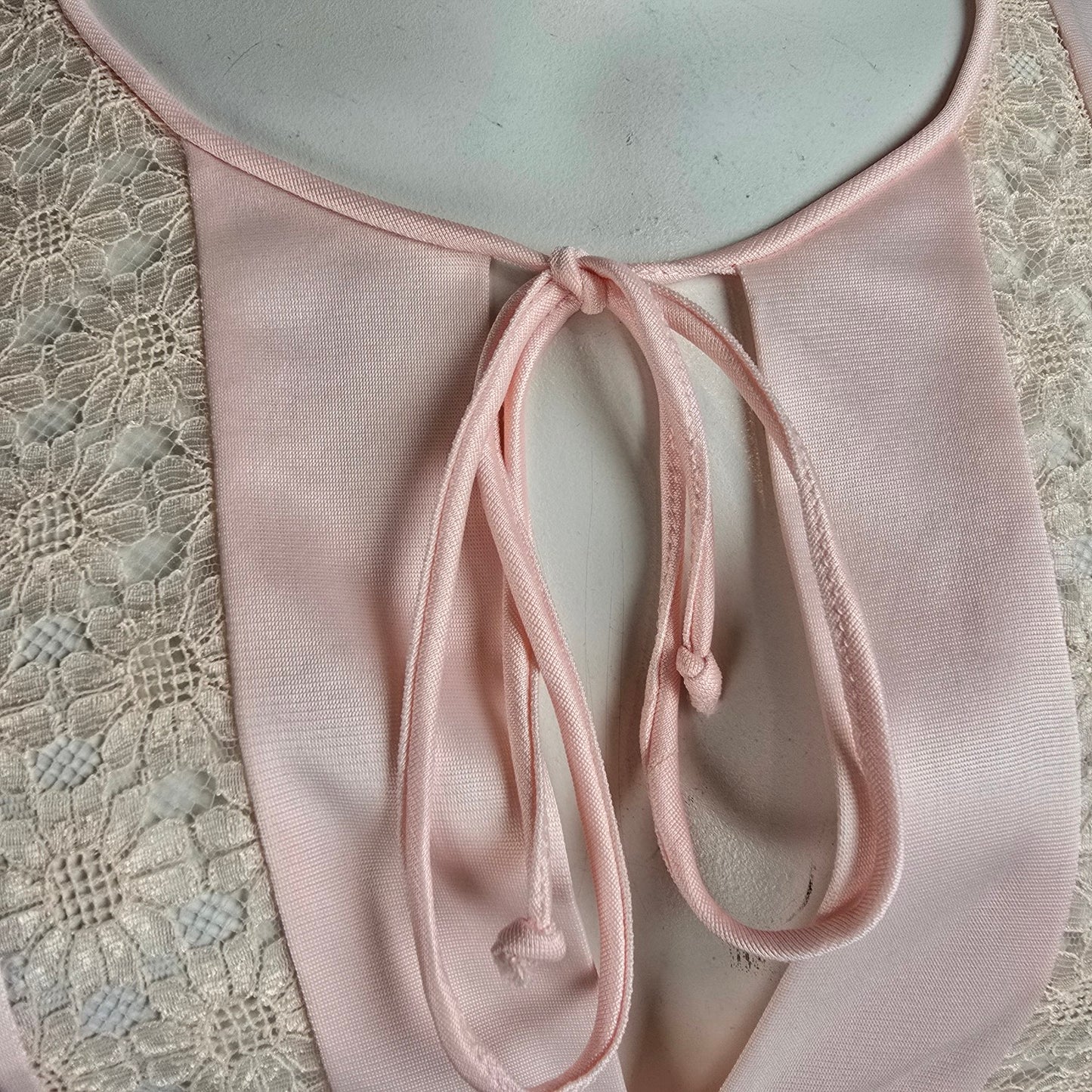 Vintage Clasilk Pink Lace Night Gown Dress Size M