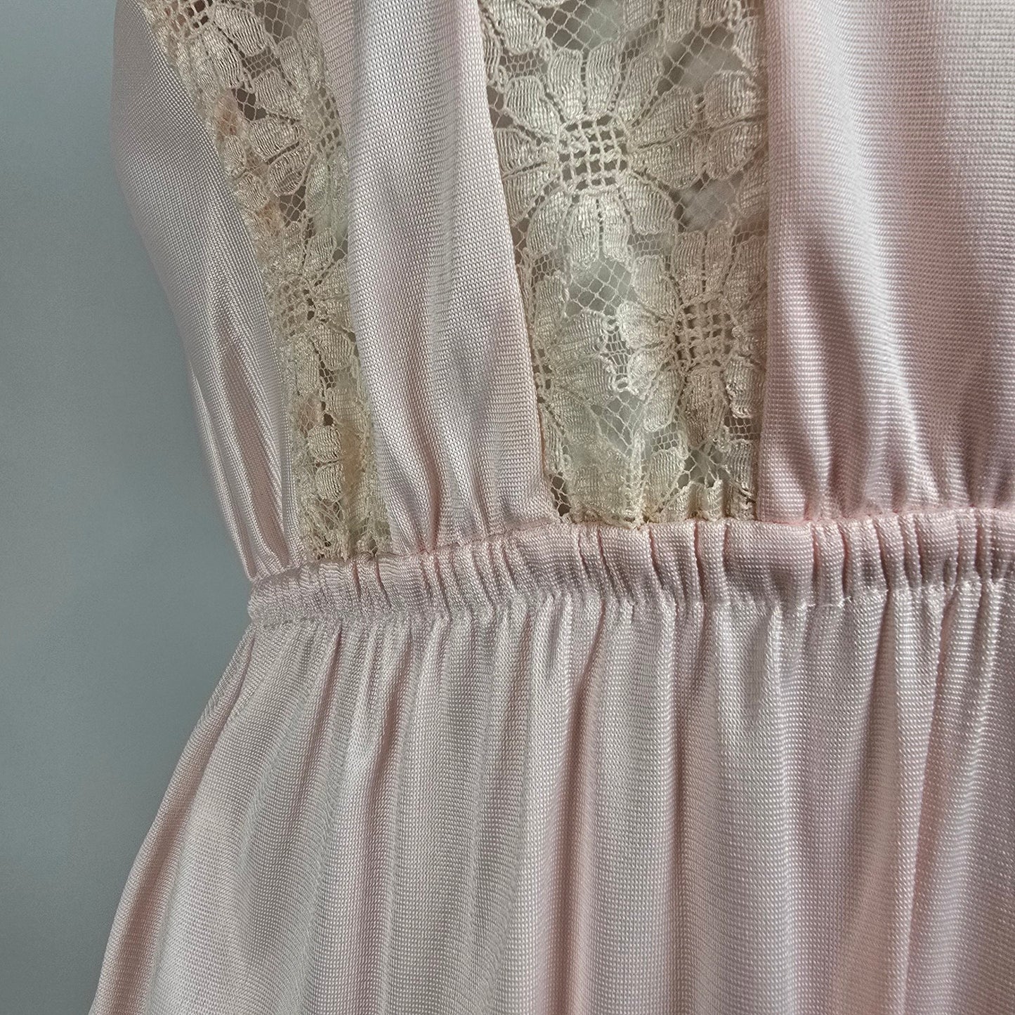 Vintage Clasilk Pink Lace Night Gown Dress Size M
