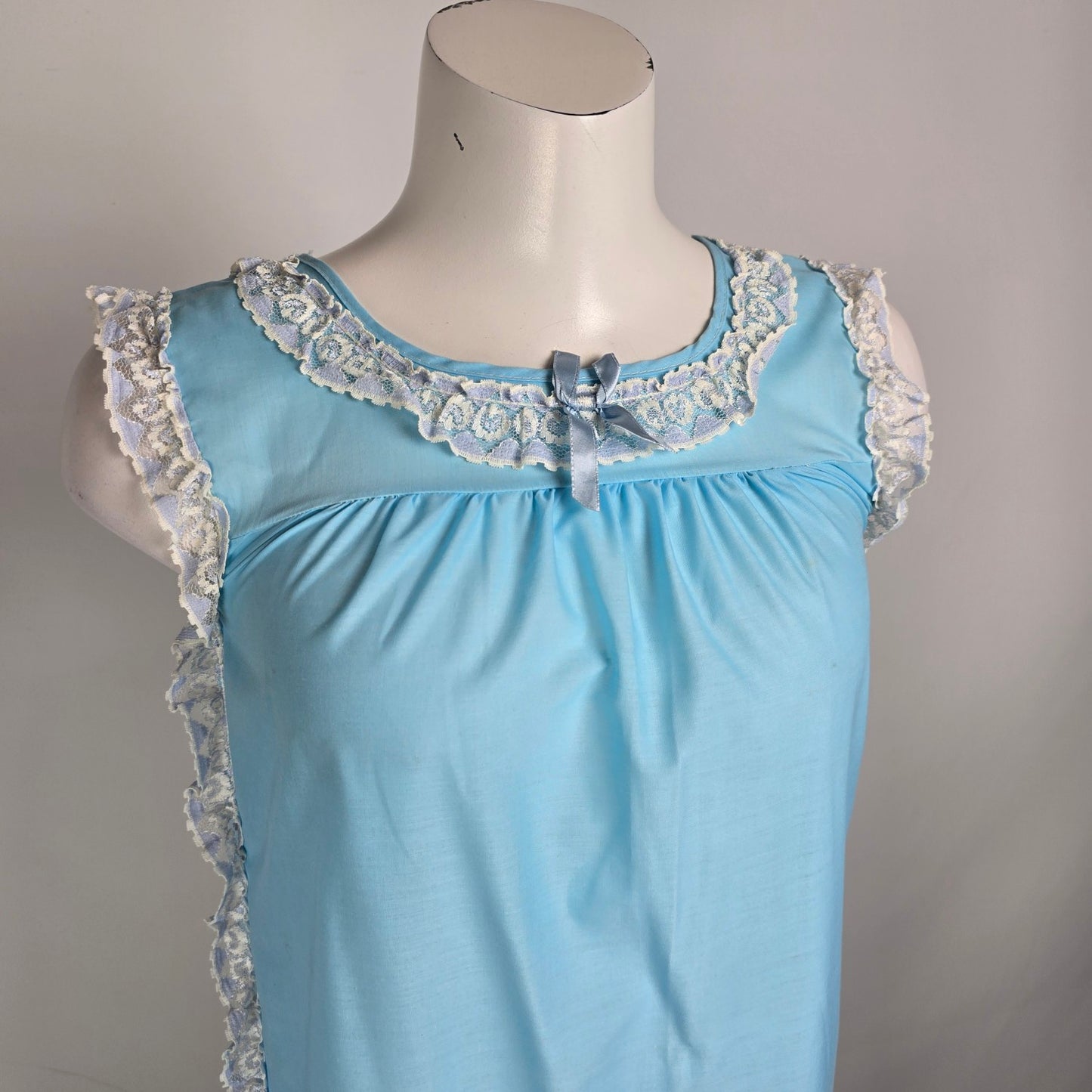 Vintage Blue Lace Night Gown Dress Size S