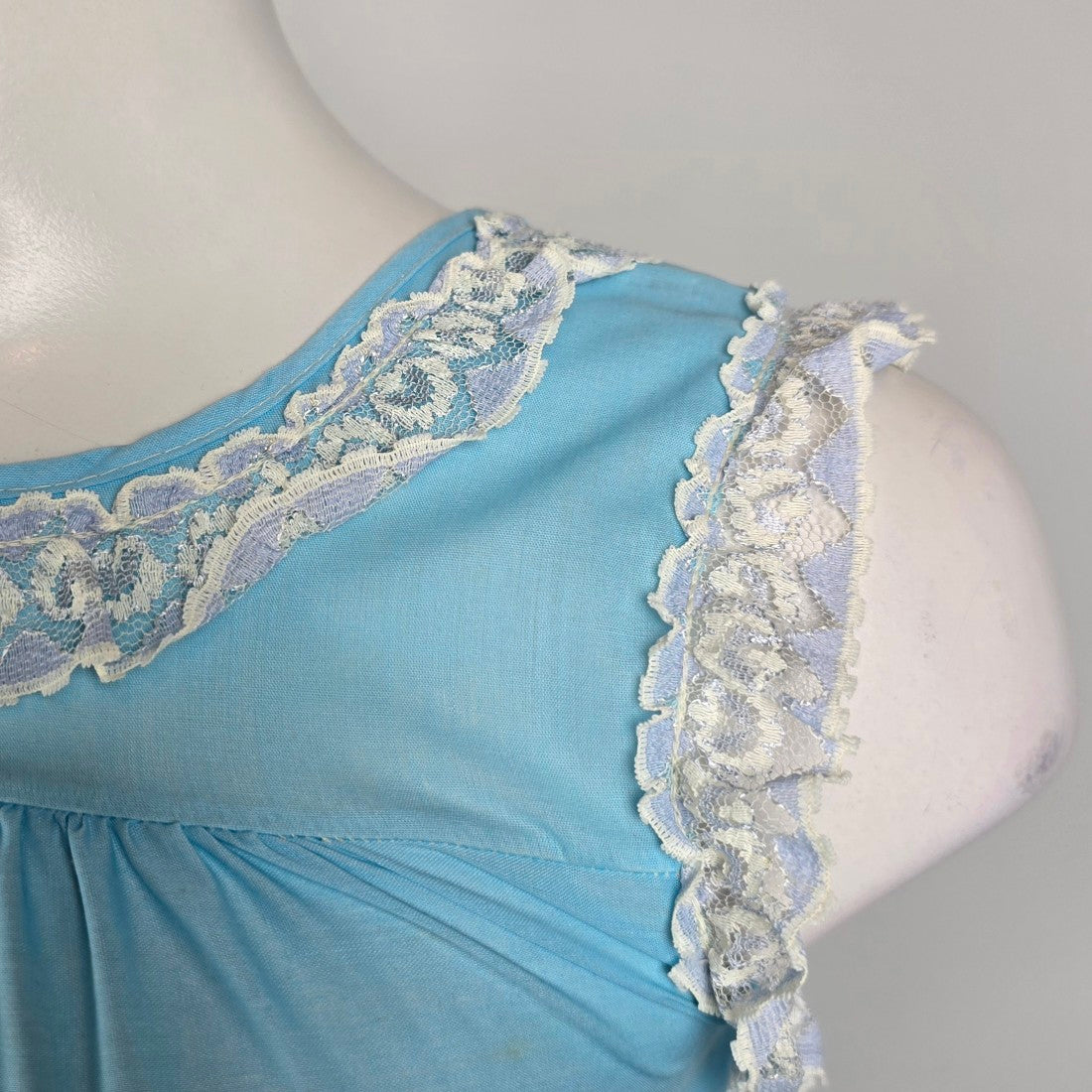 Vintage Blue Lace Night Gown Dress Size S