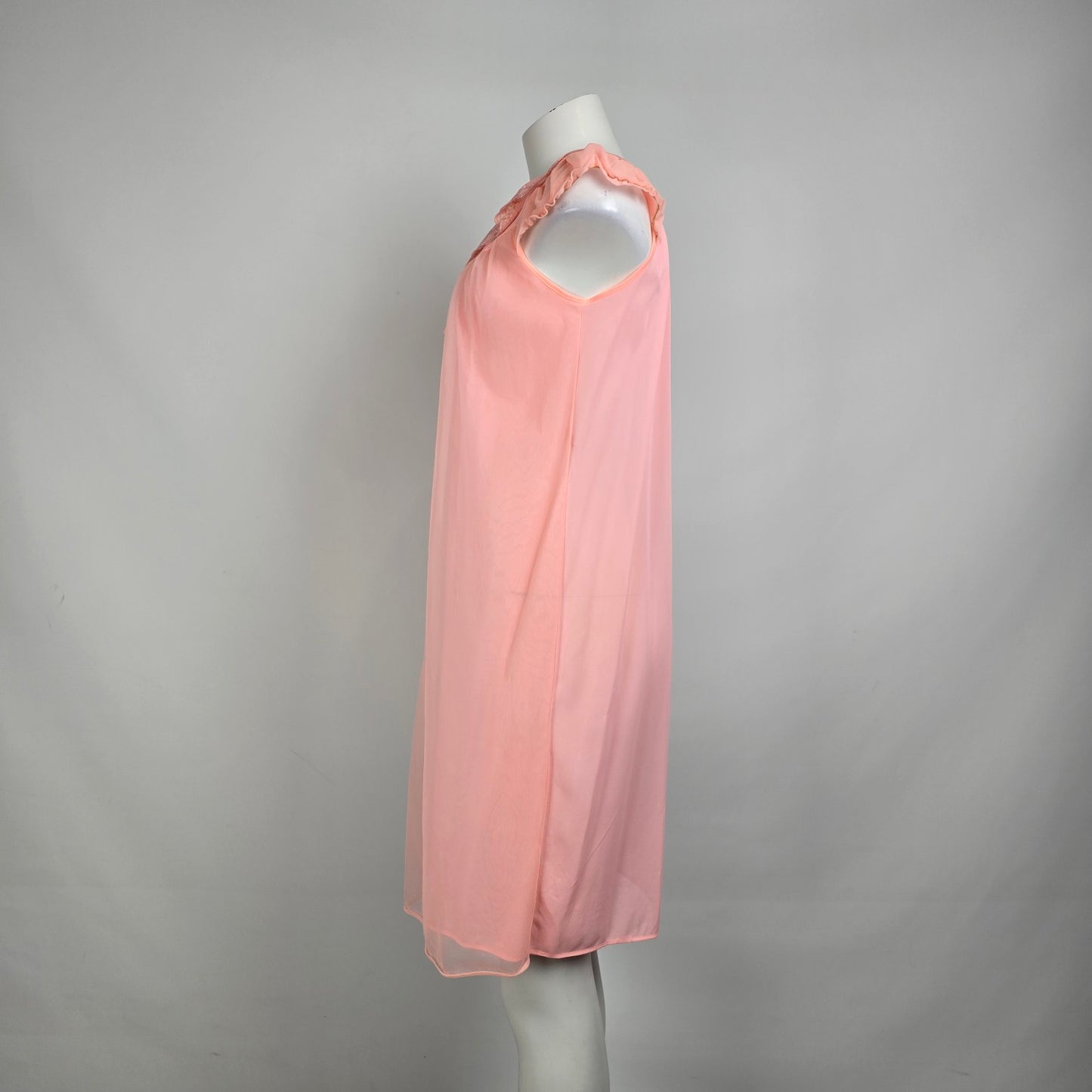 Vintage Pink Ruffle Lingerie Dress Night Gown Size S