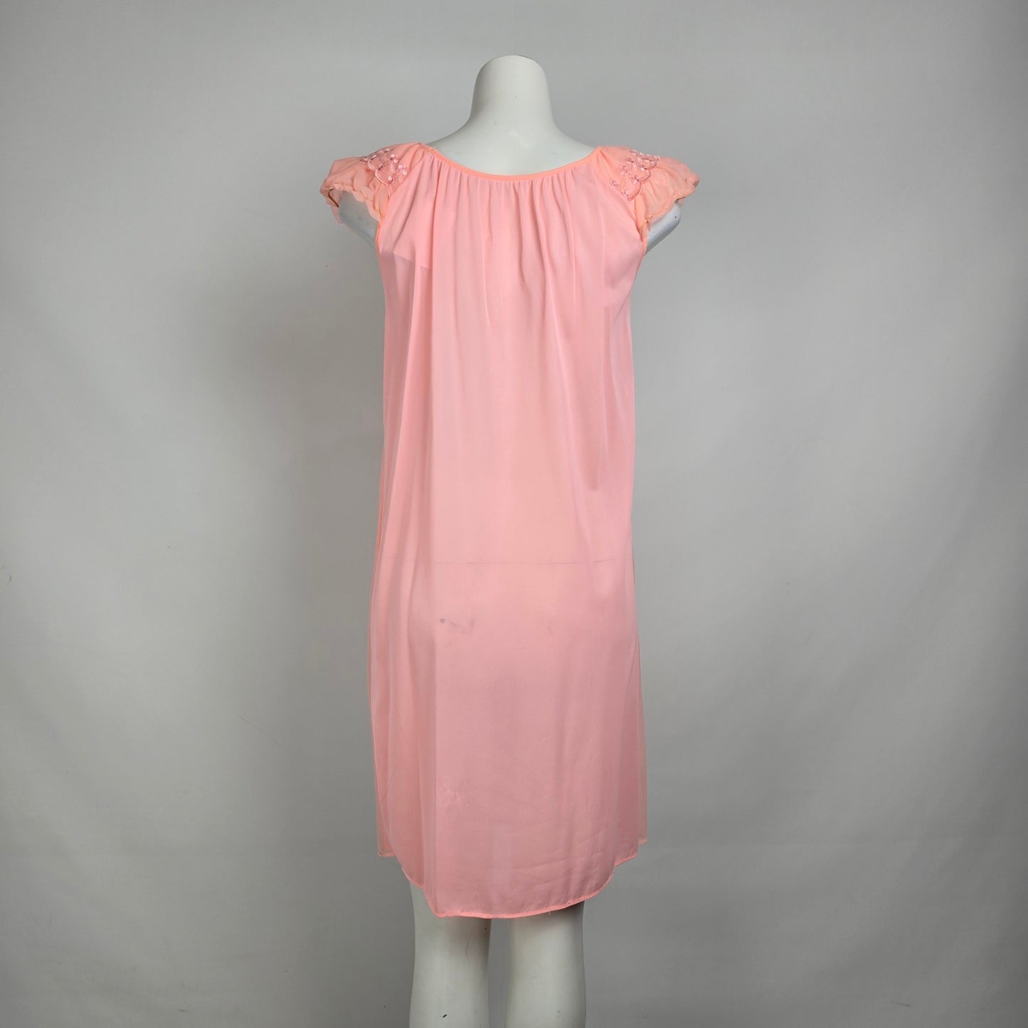 Vintage Pink Ruffle Lingerie Dress Night Gown Size S