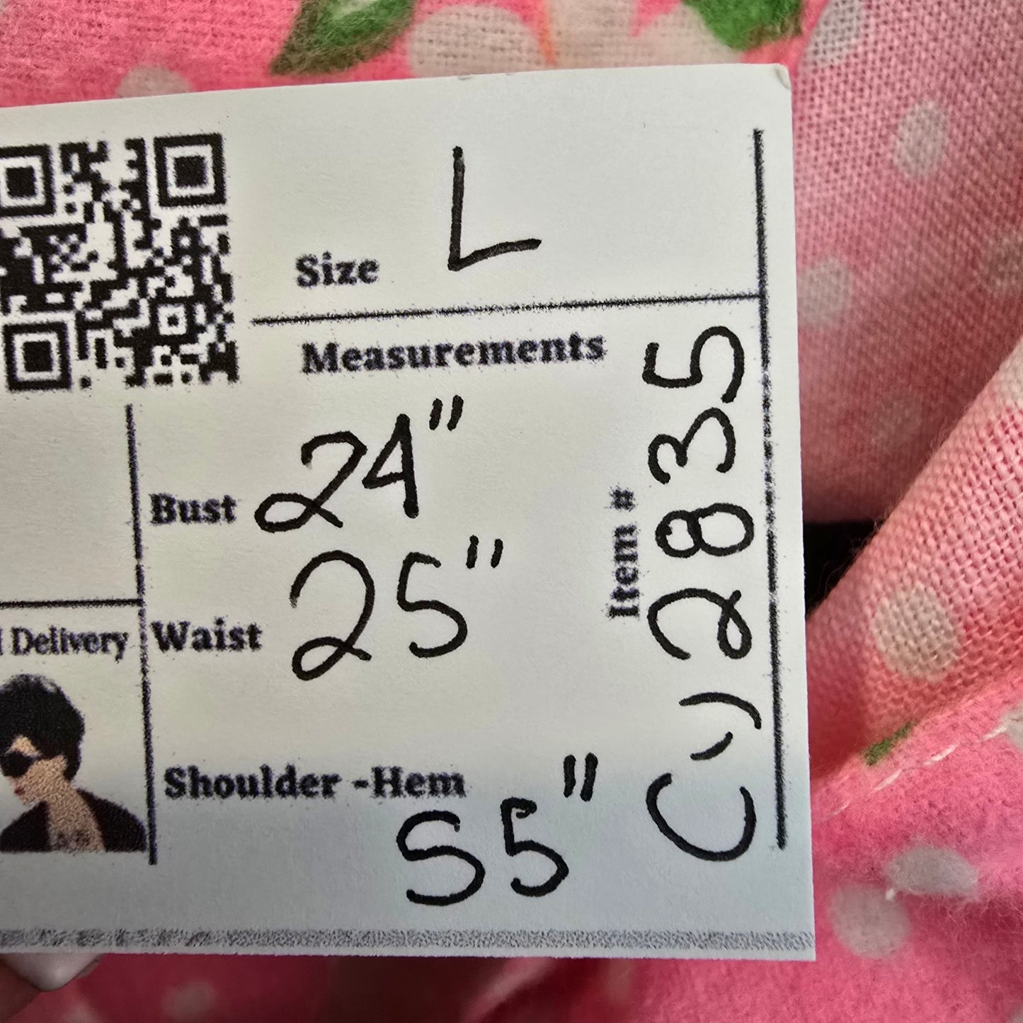 Vintage Cotton Pink Flannel Night Gown Maxi Dress Size L