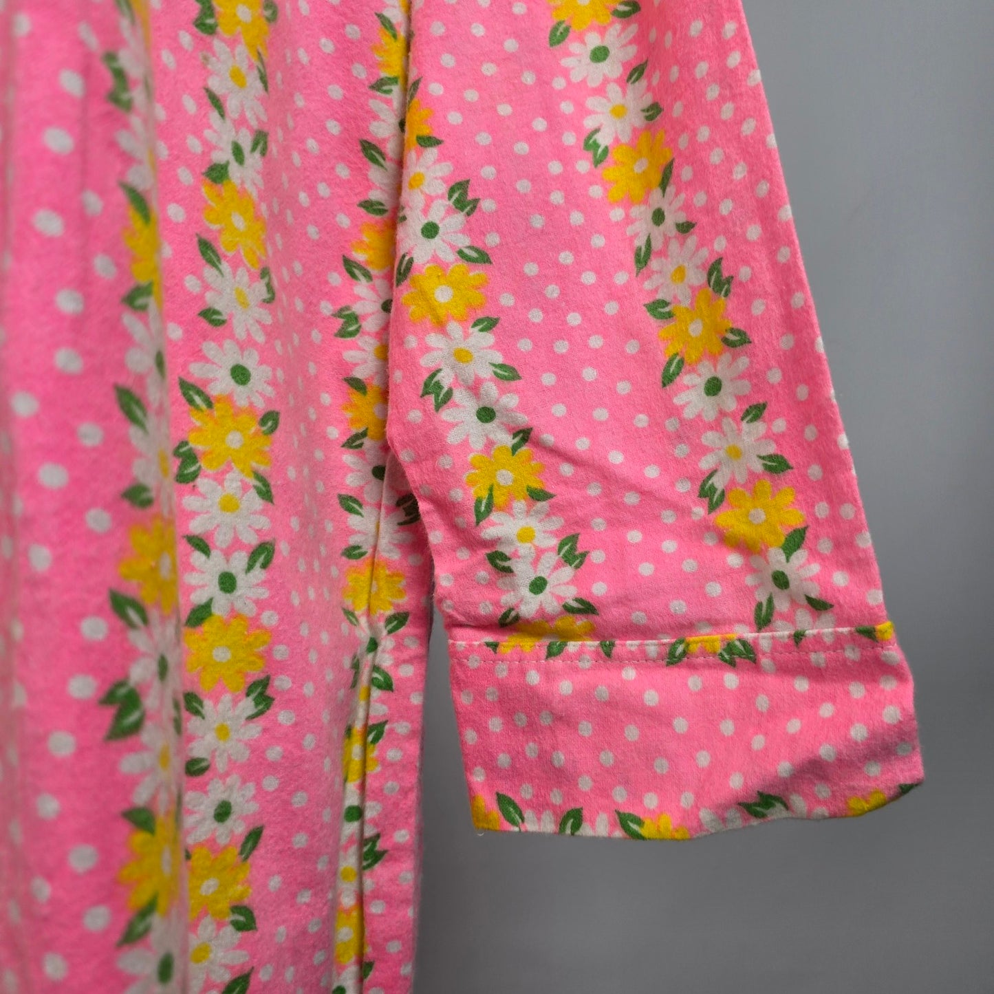 Vintage Cotton Pink Flannel Night Gown Maxi Dress Size L