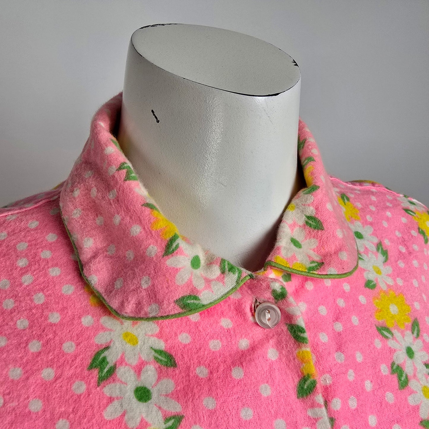 Vintage Cotton Pink Flannel Night Gown Maxi Dress Size L