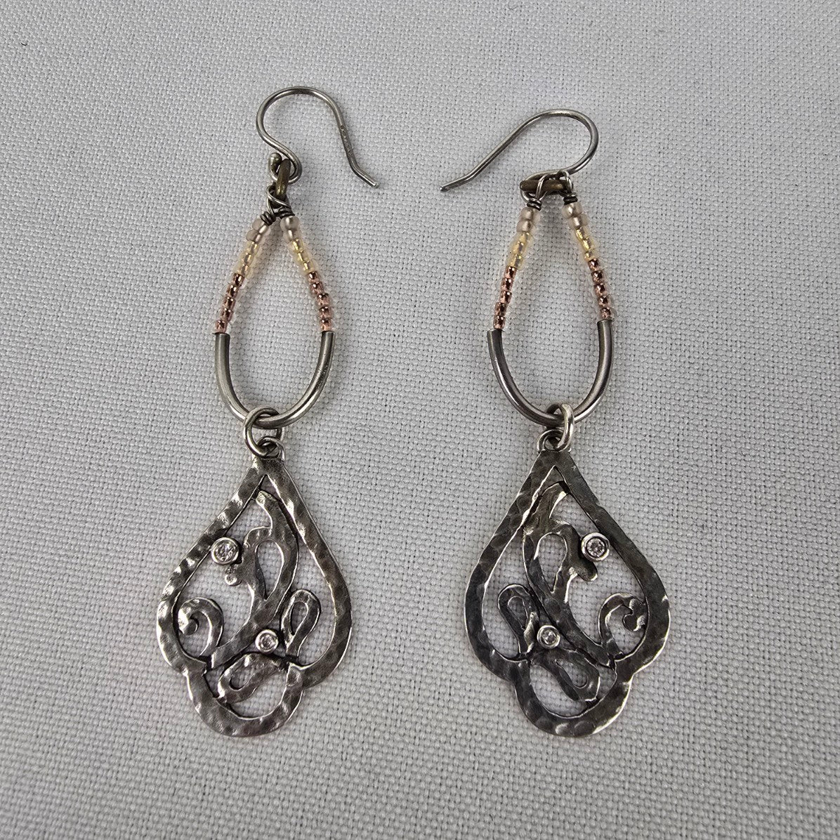 SILPADA W2287 Sterling Silver CUBIC ZIRCONIA CZ Seed Bead Drop Earrings