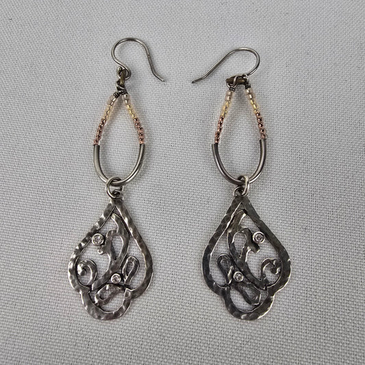 SILPADA W2287 Sterling Silver CUBIC ZIRCONIA CZ Seed Bead Drop Earrings