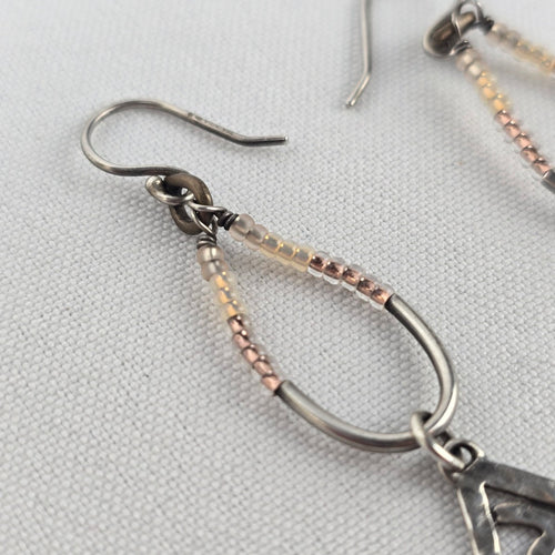 SILPADA W2287 Sterling Silver CUBIC ZIRCONIA CZ Seed Bead Drop Earrings