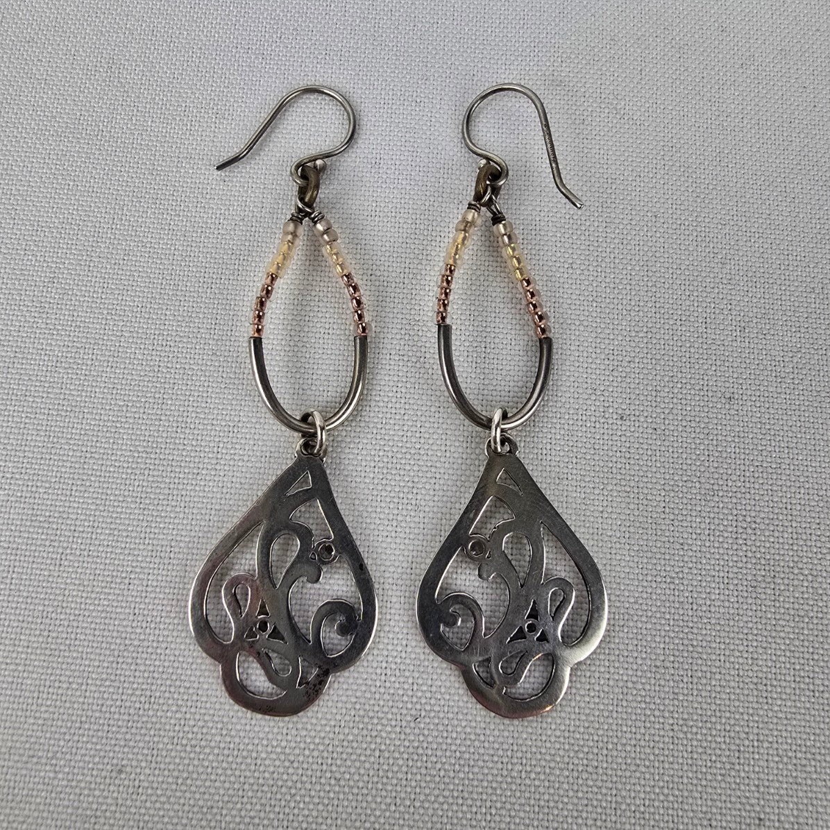 SILPADA W2287 Sterling Silver CUBIC ZIRCONIA CZ Seed Bead Drop Earrings