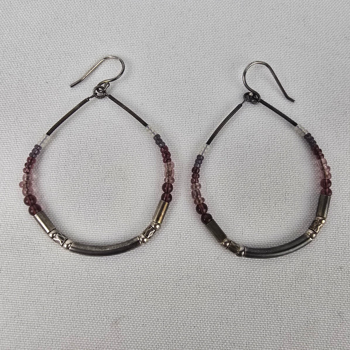 Silpada Sterling Silver Purple PANACHE Glass Bead Earrings