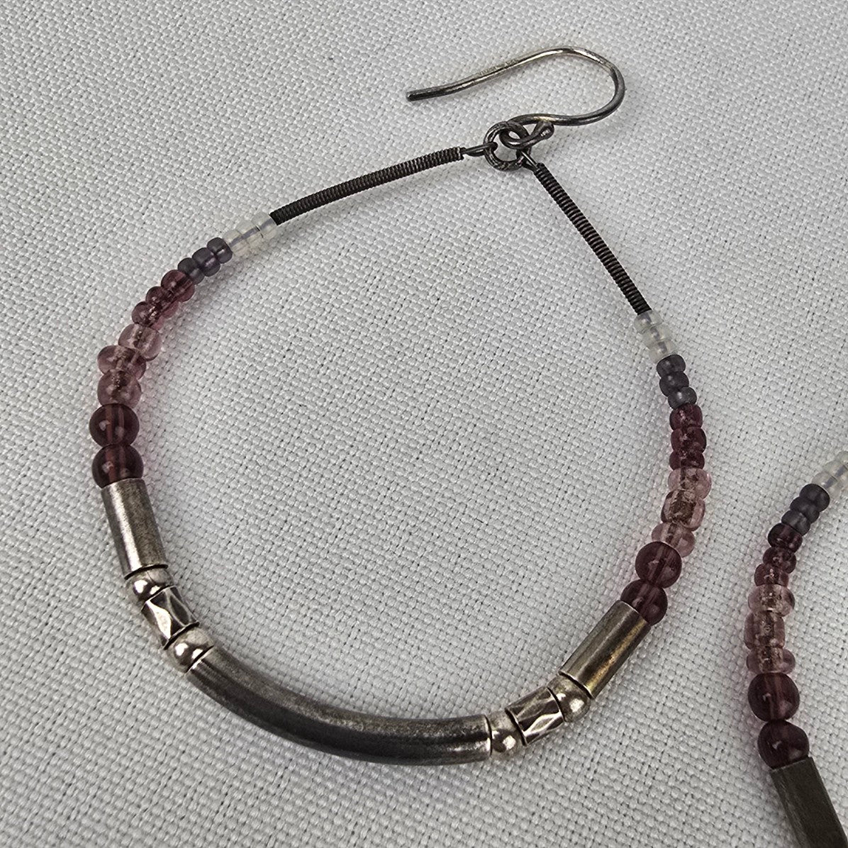 Silpada Sterling Silver Purple PANACHE Glass Bead Earrings