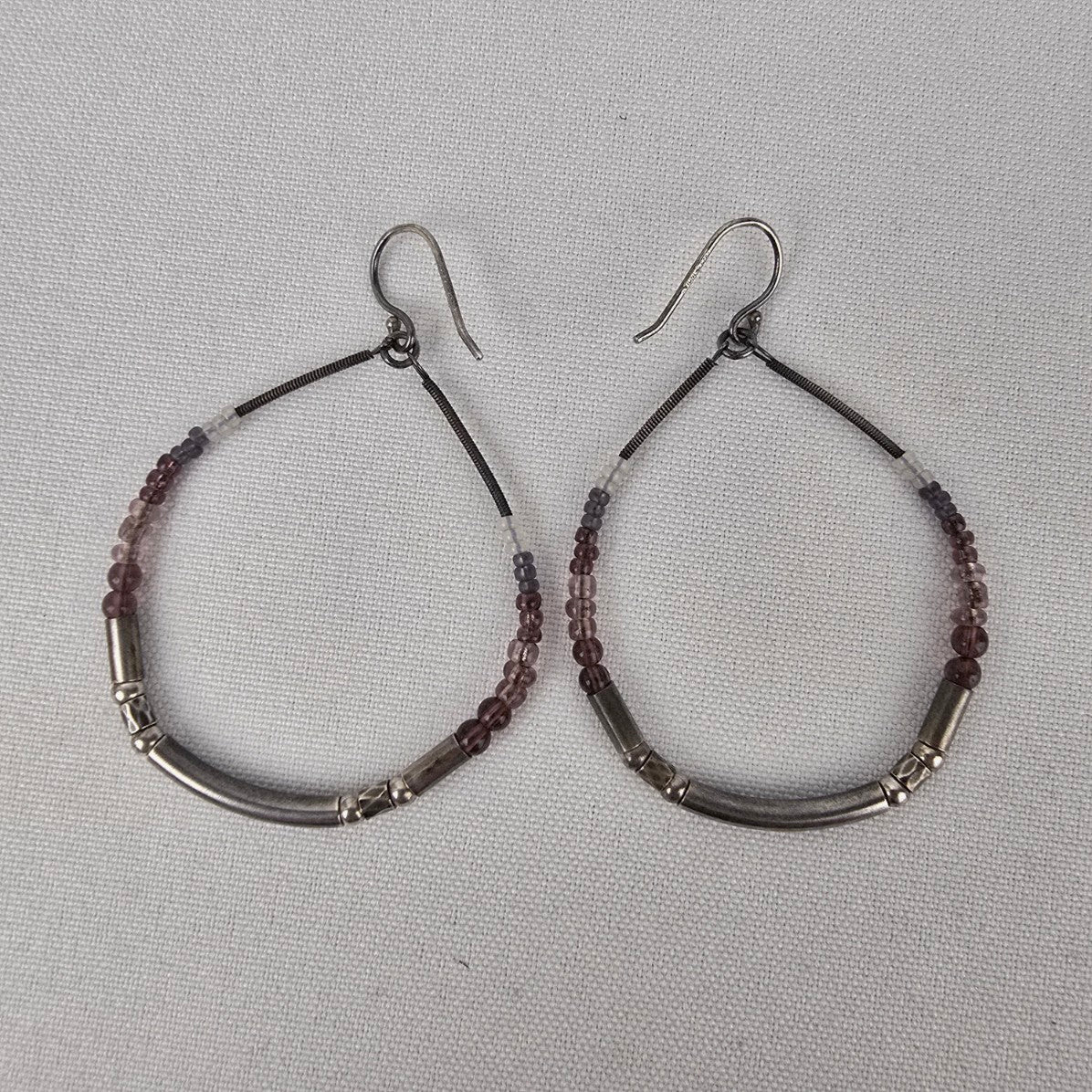 Silpada Sterling Silver Purple PANACHE Glass Bead Earrings