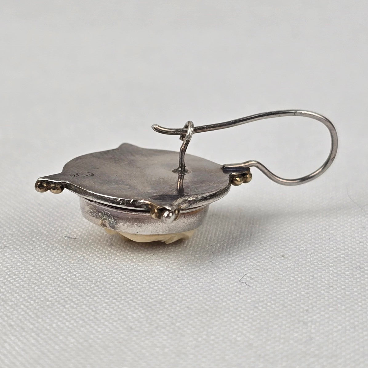 Korite 925 Sterling Silver Mammoth Carved Moon Face Drop Earrings