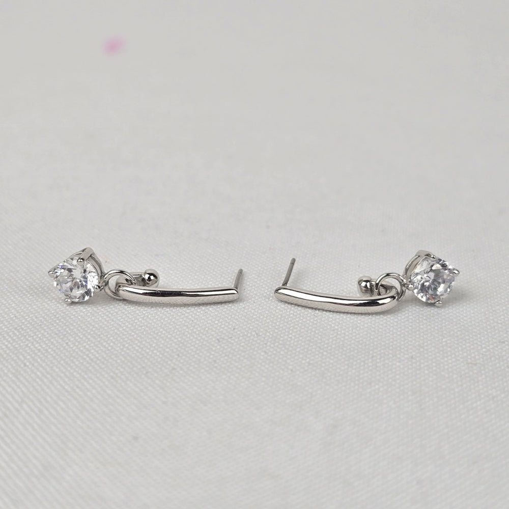 Silver Tone Crystal Drop Earrings