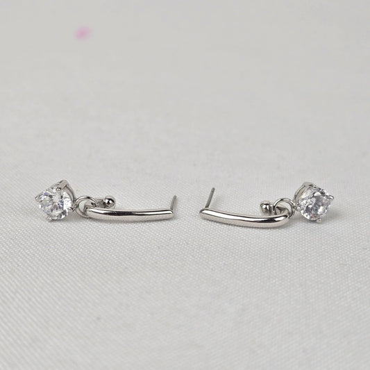 Silver Tone Crystal Drop Earrings