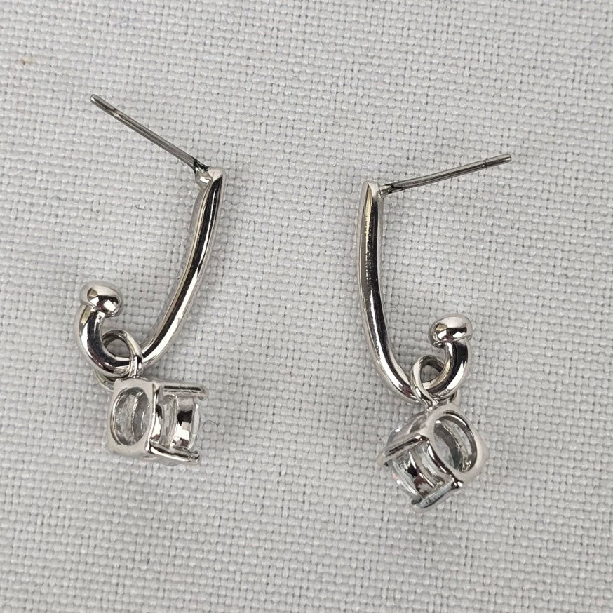 Silver Tone Crystal Drop Earrings