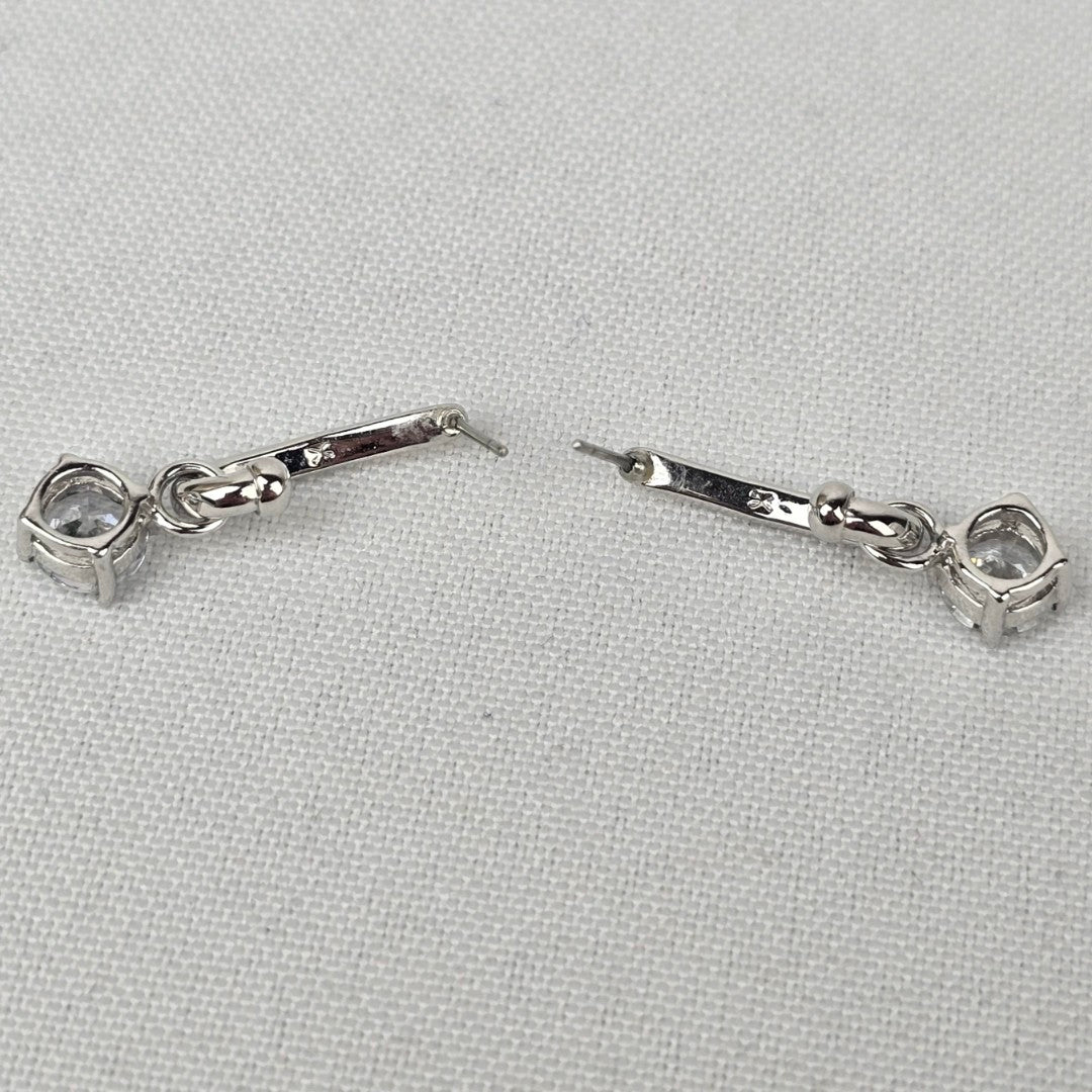 Silver Tone Crystal Drop Earrings