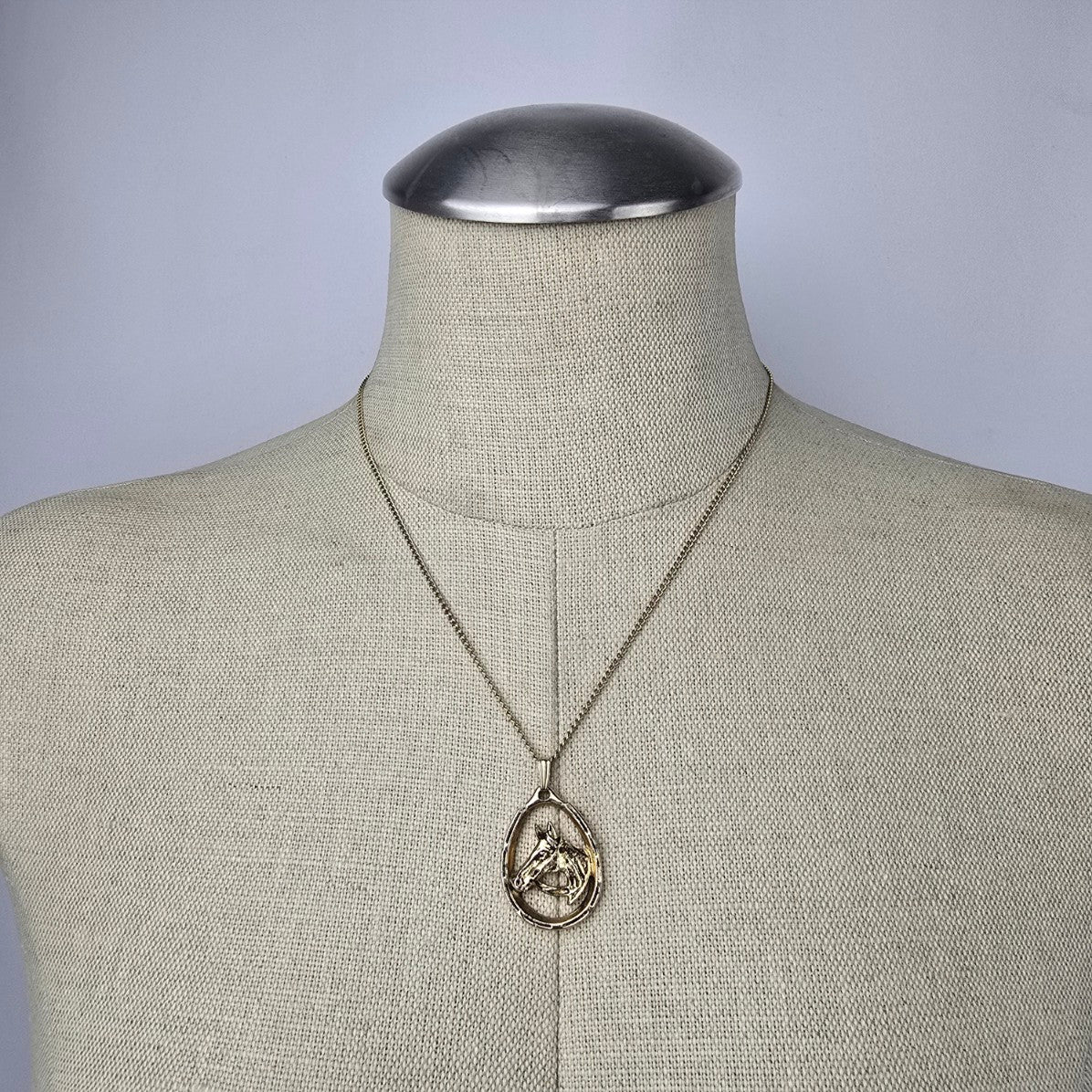 Vintage Gold Tone Horse Pendant Necklace