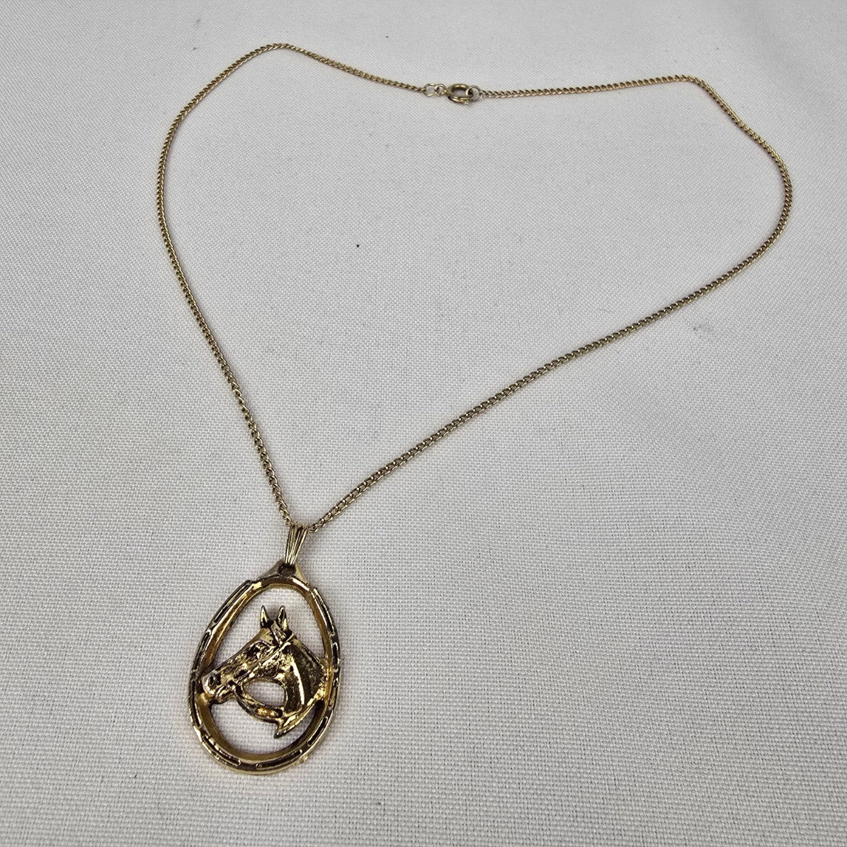 Vintage Gold Tone Horse Pendant Necklace