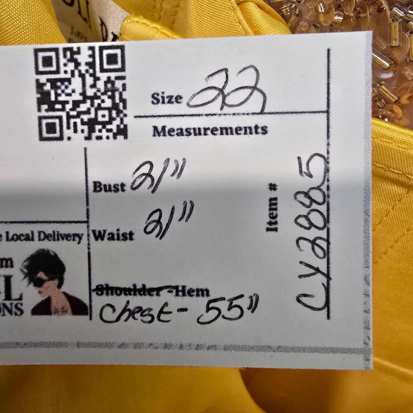 Joli Prom Bright Yellow Beaded Tulle Grad Event Dress Size 22