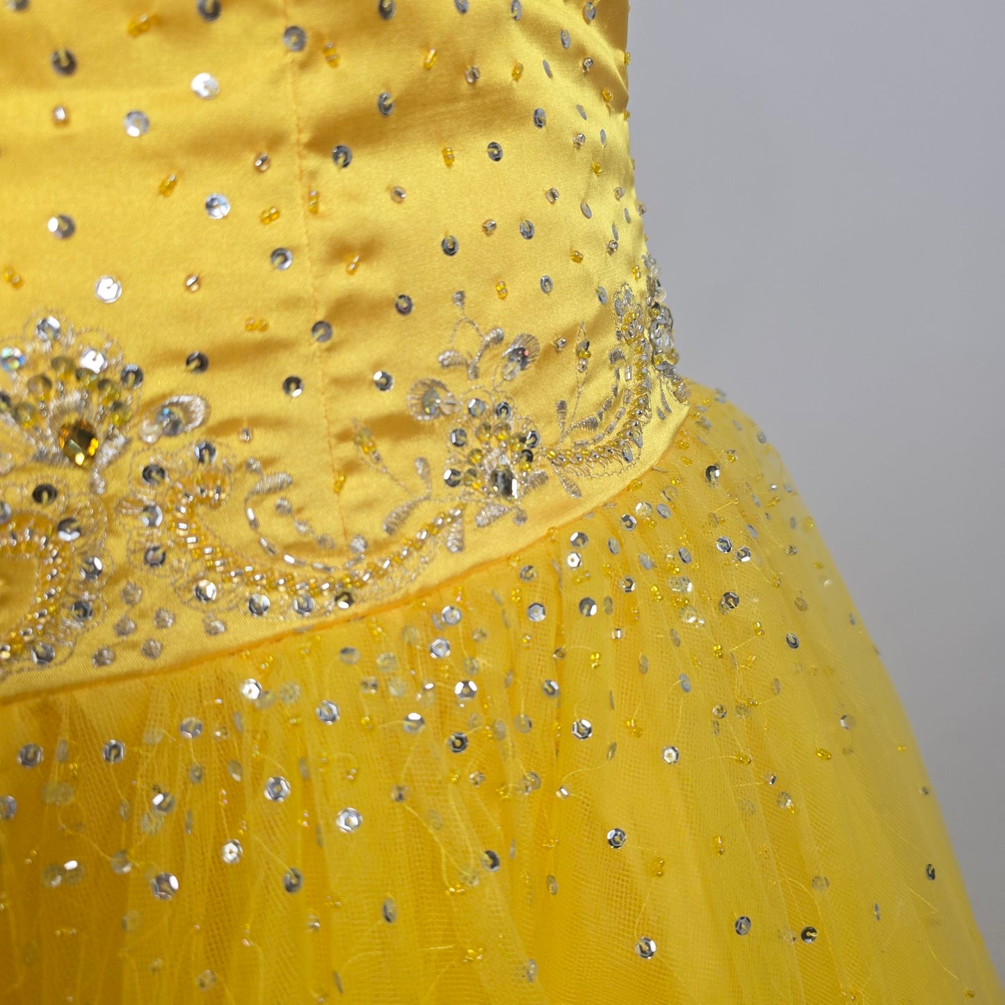 Joli Prom Bright Yellow Beaded Tulle Grad Event Dress Size 22