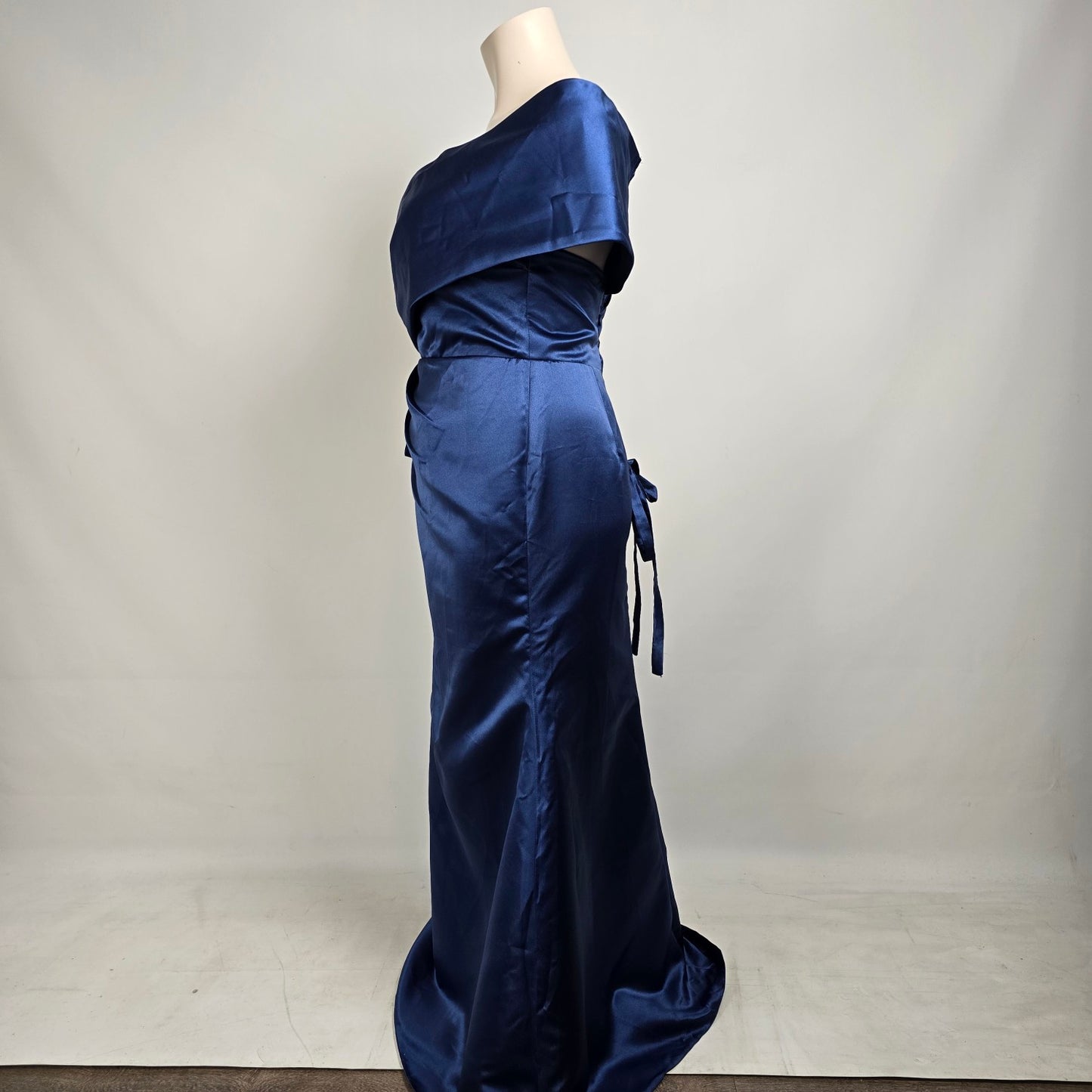 Blue Satin Mermaid Event Gown Size 18