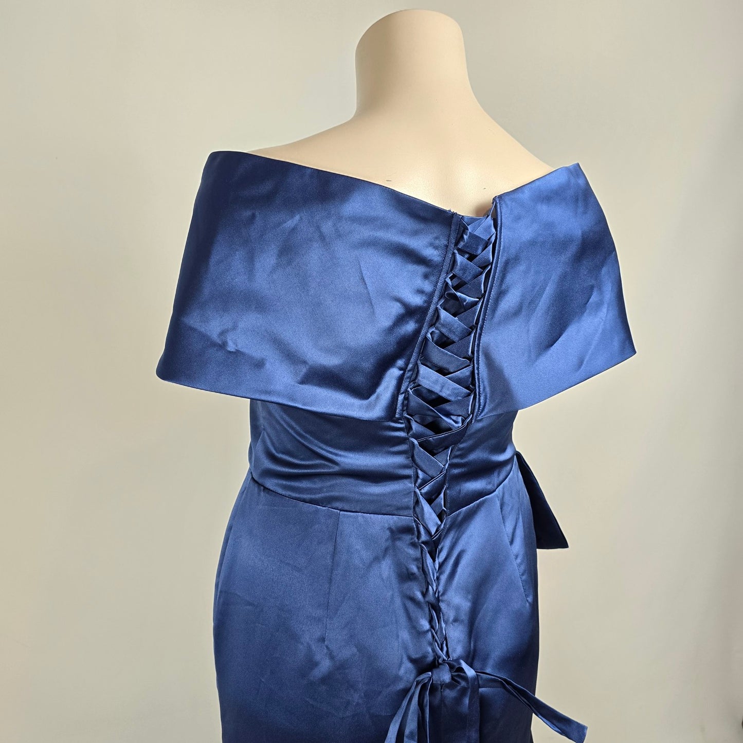 Blue Satin Mermaid Event Gown Size 18
