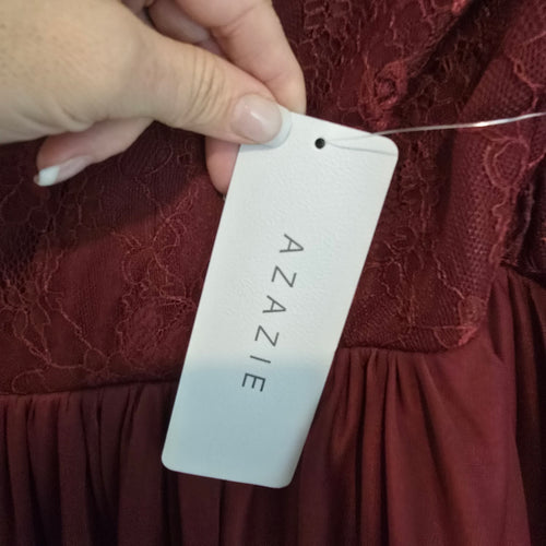 Azazie Burgundy Halter Neck Bridesmaids Gown Size 26