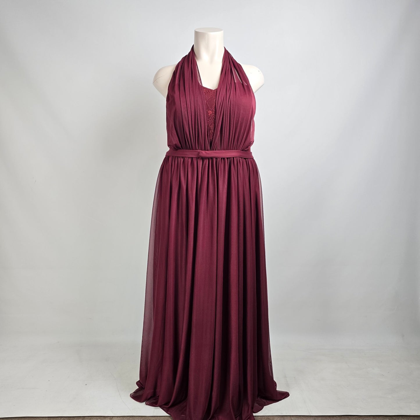 Azazie Burgundy Halter Neck Bridesmaids Gown Size 26