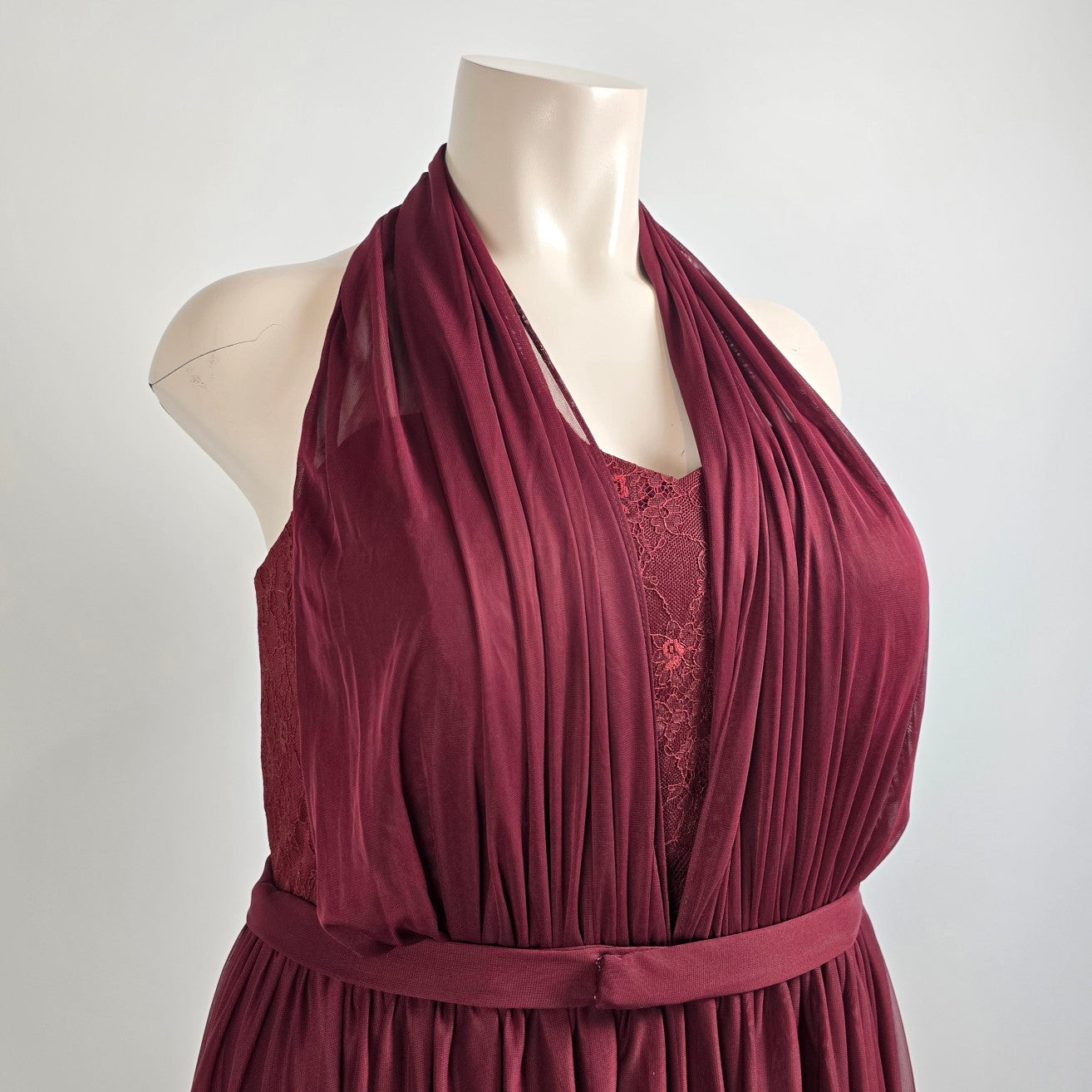 Azazie Burgundy Halter Neck Bridesmaids Gown Size 26
