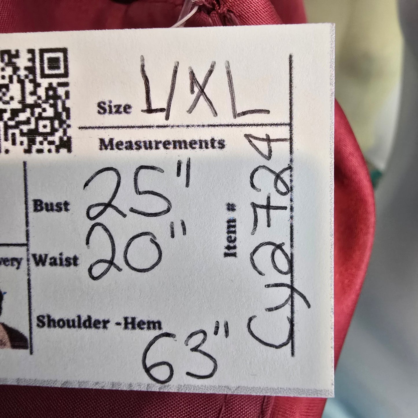 Burgundy Satin Eventwear Gown Size L/XL