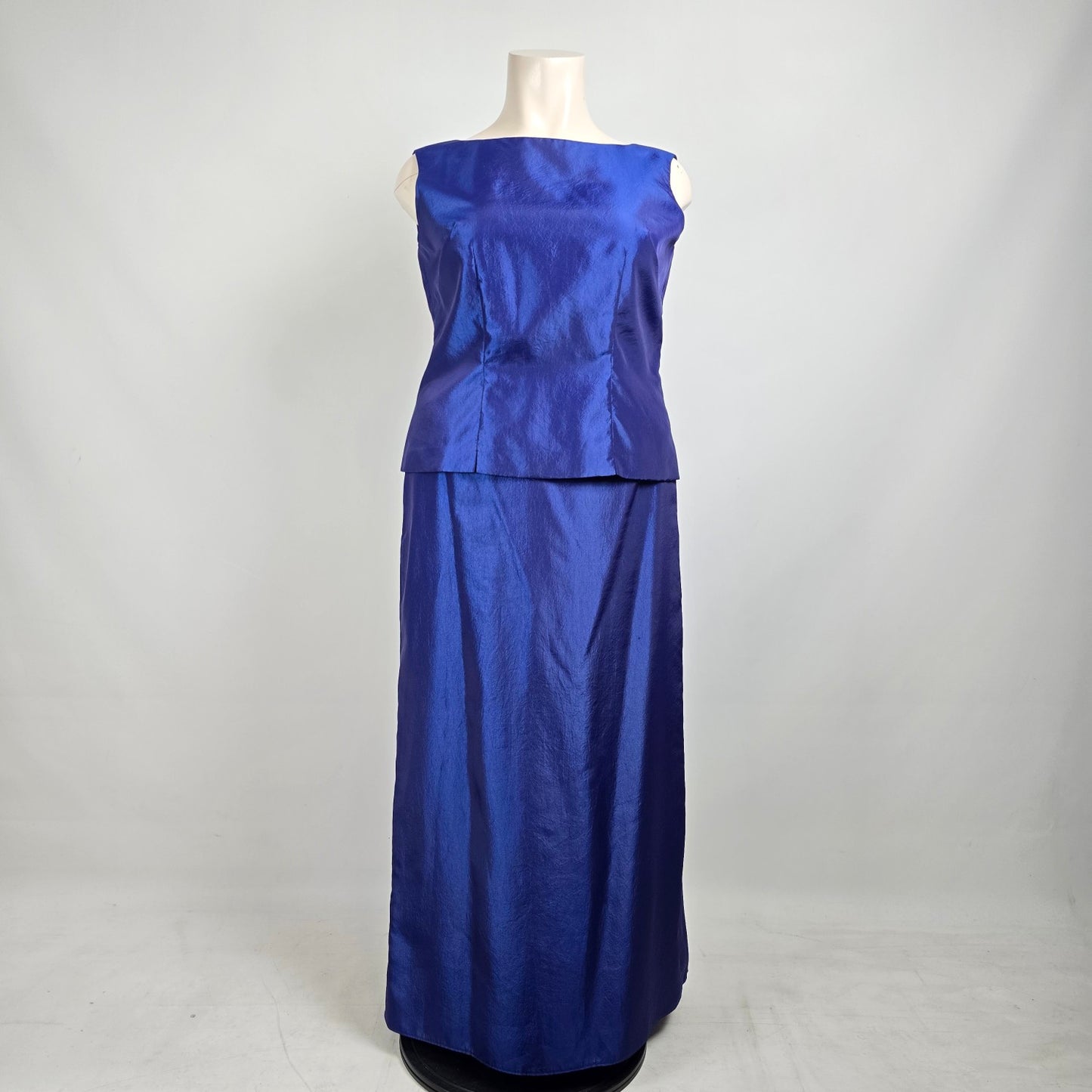 Blue Metallic Two Piece Top & Skirt Set Size L/XL