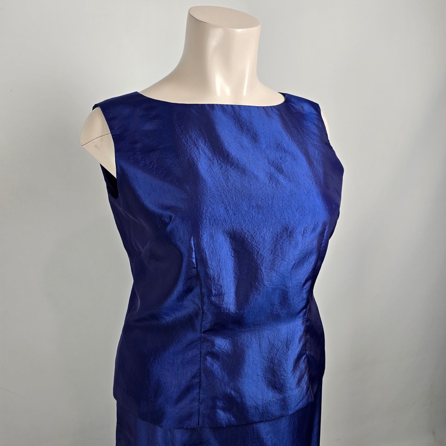Blue Metallic Two Piece Top & Skirt Set Size L/XL