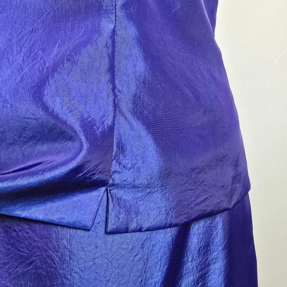 Blue Metallic Two Piece Top & Skirt Set Size L/XL